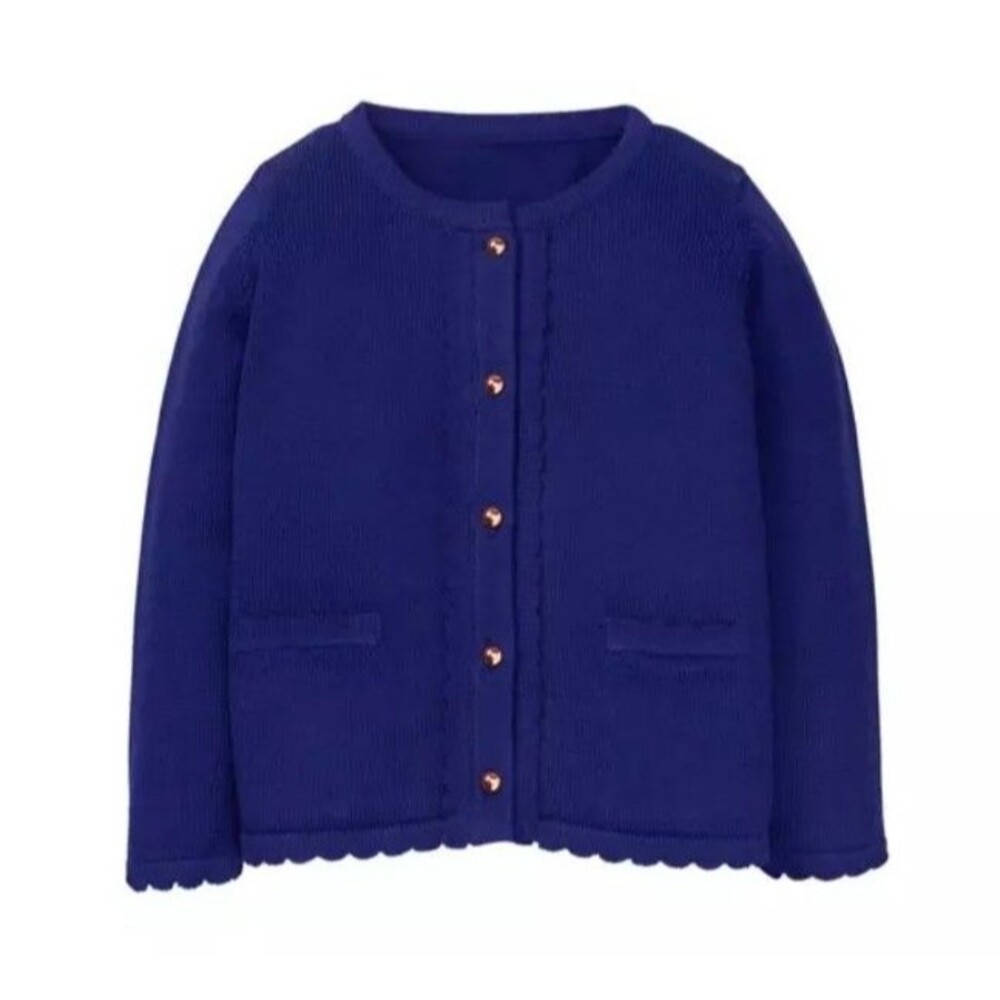 Janie and Jack Girls navy blue Scalloped long sleeve Cardigan size 6